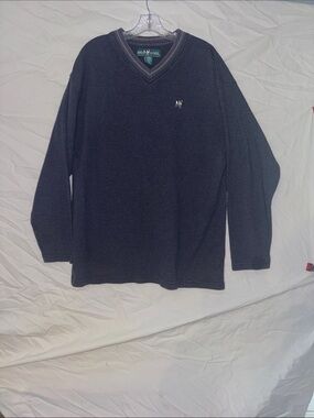 Big Dogs Navy Ribbed V-Neck Pullover Sweater